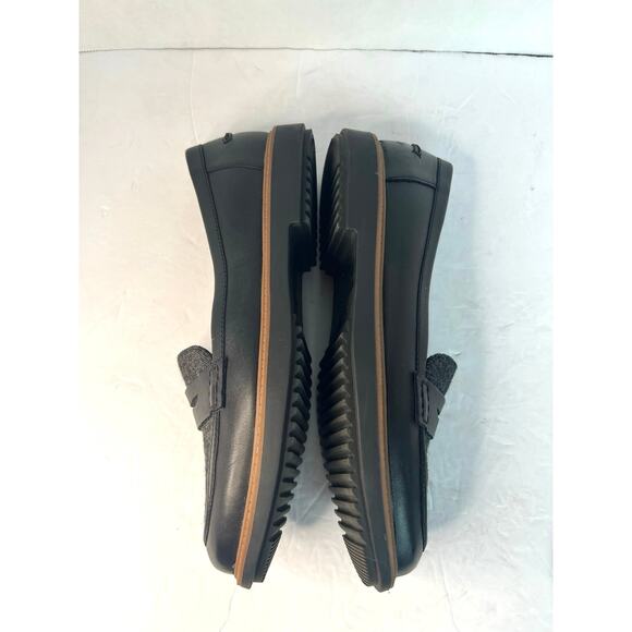 Clarks Raisie Eletta Black Leather/Denim SlipOn Comfort Penny Lug Sole Loafer 9 - Picture 6 of 10